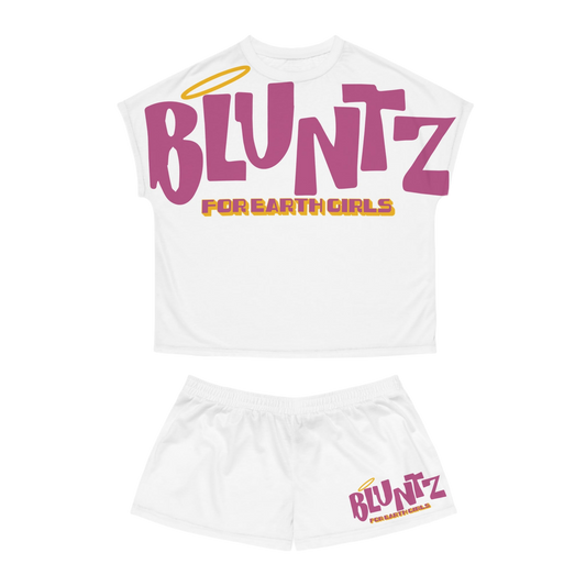 BLUNTZ Women's Short Pajama Set - White/Purple