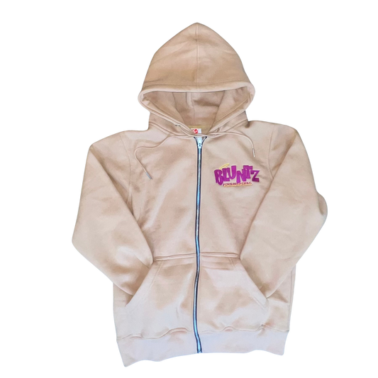 [Pre Order] BLUNTZ Unisex Zip Hoodie - Tan Solid/Purple