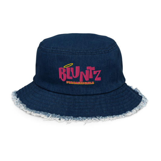 BLUNTZ Distressed Denim Bucket Hat - PinkPotion